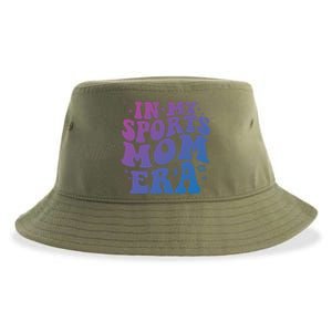 In My Sports Mom Era Groovy Sports Mama Football Basketball Meaningful Gift Sustainable Bucket Hat