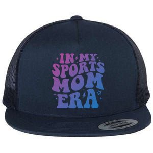 In My Sports Mom Era Groovy Sports Mama Football Basketball Meaningful Gift Flat Bill Trucker Hat