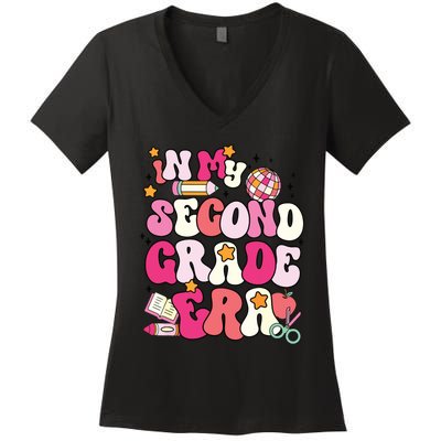 In My Second Grade Era Girl Back To School 2nd Grade Teacher Women's V-Neck T-Shirt