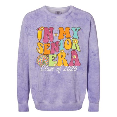 In My Senior Era Class Of 2026 Graduate Retro Groovy Funny Gift Colorblast Crewneck Sweatshirt