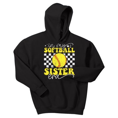 In My Softball Sister Era Groovy Retro Proud Softball Sister Kids Hoodie