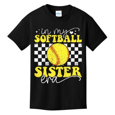 In My Softball Sister Era Groovy Retro Proud Softball Sister Kids T-Shirt