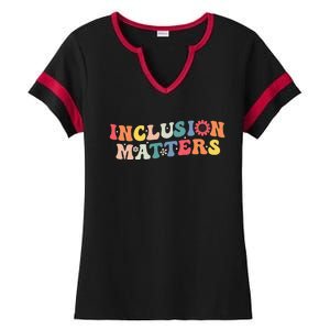 Inclusion Matters Special Education Autism Awareness Teacher Ladies Halftime Notch Neck Tee