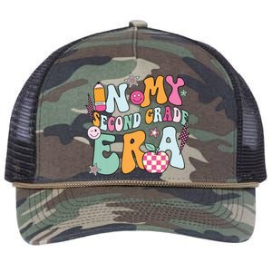 In My Second Grade Era Back To School Retro Groovy 2nd Grade Retro Rope Trucker Hat Cap