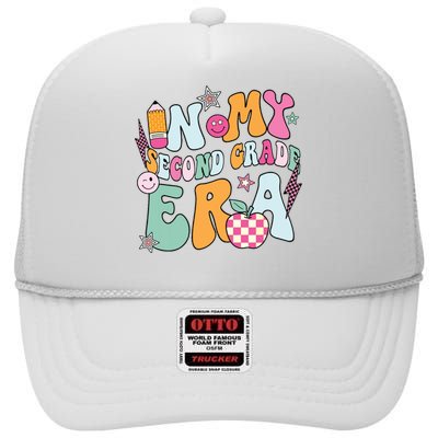 In My Second Grade Era Back To School Retro Groovy 2nd Grade High Crown Mesh Back Trucker Hat