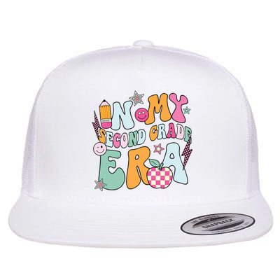 In My Second Grade Era Back To School Retro Groovy 2nd Grade Flat Bill Trucker Hat