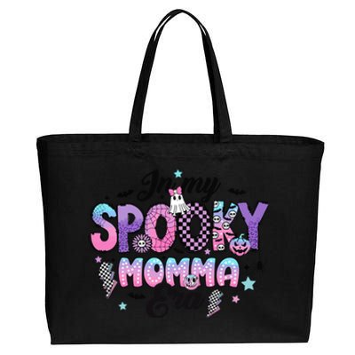 In My Spooky Momma Era Smile Face Halloween Cute Ghost Cotton Canvas Jumbo Tote