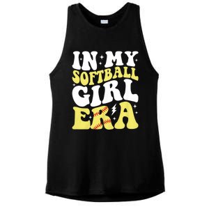 In My Softball Girl Era Retro Groovy Softball Girl Ladies PosiCharge Tri-Blend Wicking Tank