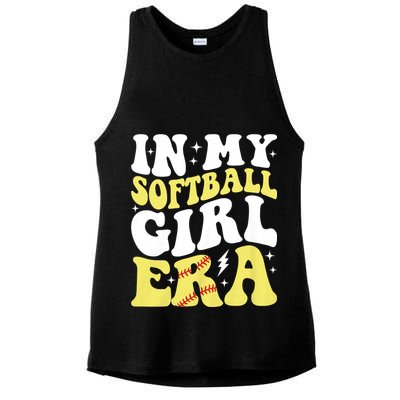 In My Softball Girl Era Retro Groovy Softball Girl Ladies PosiCharge Tri-Blend Wicking Tank