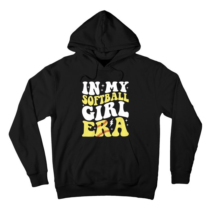 In My Softball Girl Era Retro Groovy Softball Girl Hoodie