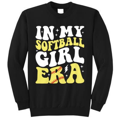 In My Softball Girl Era Retro Groovy Softball Girl Sweatshirt