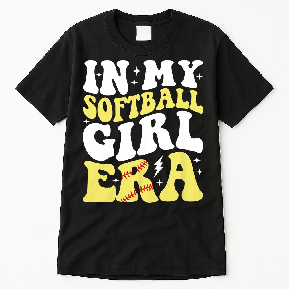 In My Softball Girl Era Retro Groovy Softball Girl Tall T-Shirt