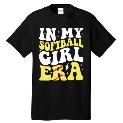 In My Softball Girl Era Retro Groovy Softball Girl Tall T-Shirt