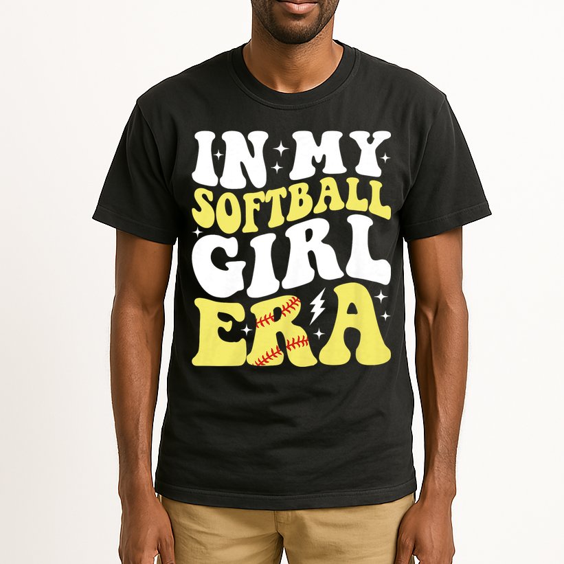 In My Softball Girl Era Retro Groovy Softball Girl Tall T-Shirt