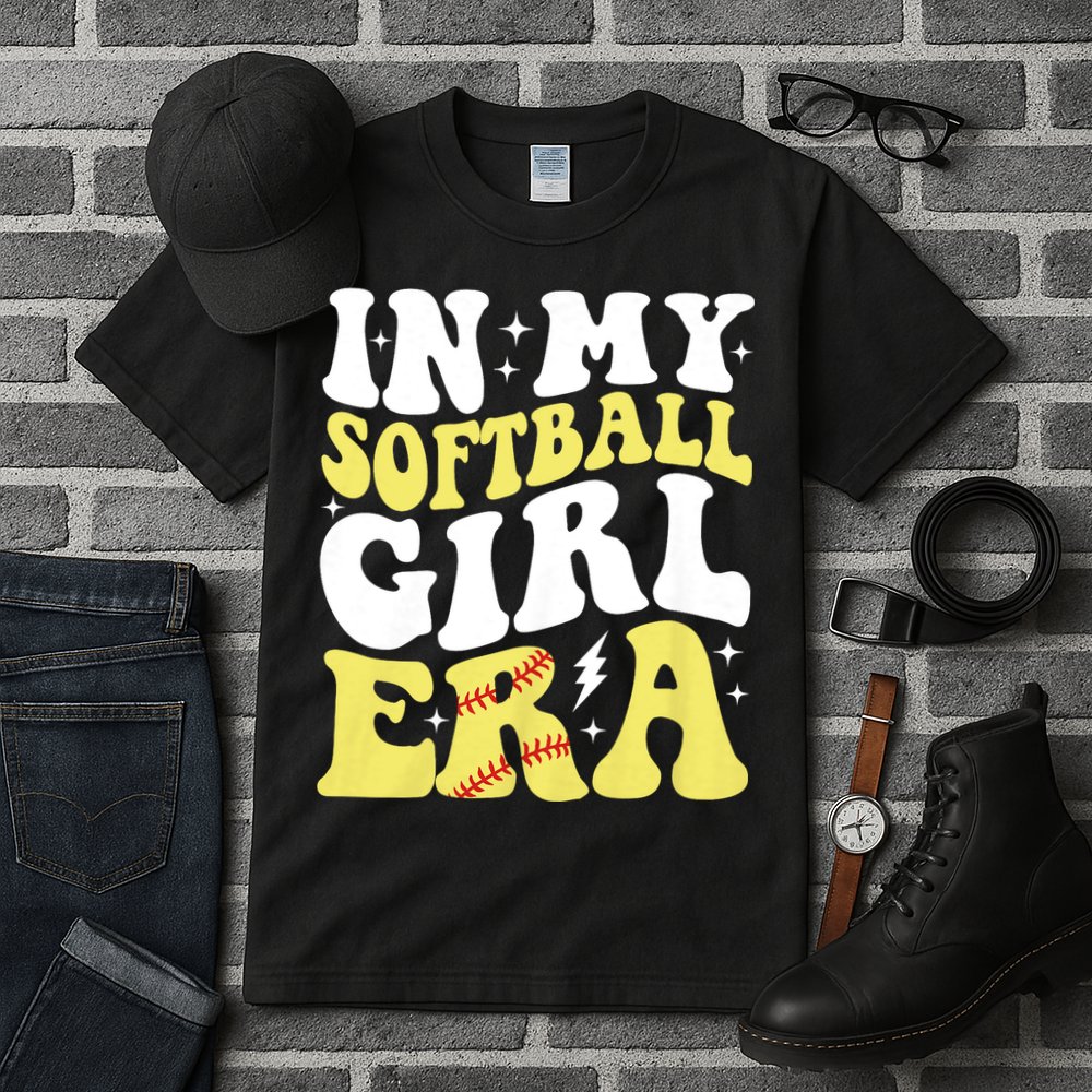 In My Softball Girl Era Retro Groovy Softball Girl Tall T-Shirt