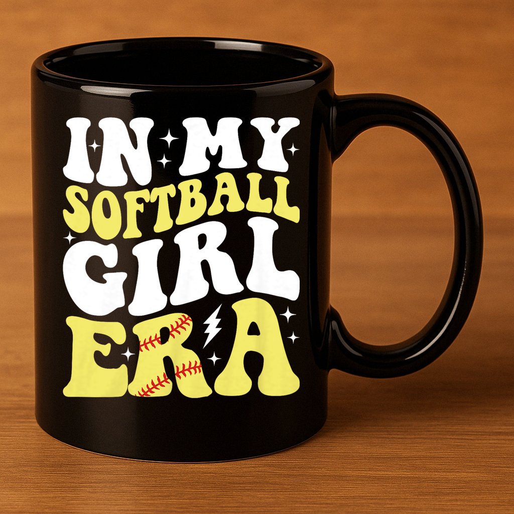 In My Softball Girl Era Retro Groovy Softball Girl 11oz C Handle Ceramic Mug