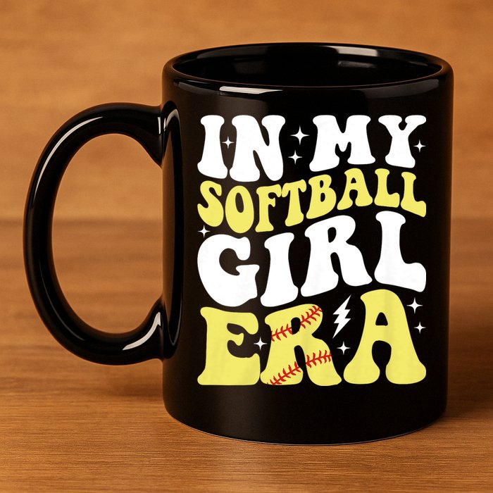 In My Softball Girl Era Retro Groovy Softball Girl 11oz C Handle Ceramic Mug