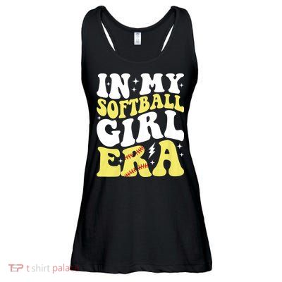 In My Softball Girl Era Retro Groovy Softball Girl Ladies Essential Flowy Tank