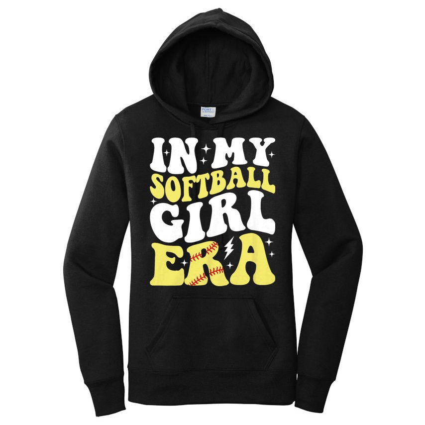 In My Softball Girl Era Retro Groovy Softball Girl Women's Pullover Hoodie