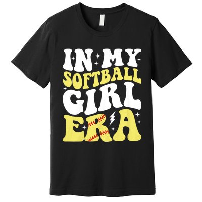 In My Softball Girl Era Retro Groovy Softball Girl Premium T-Shirt