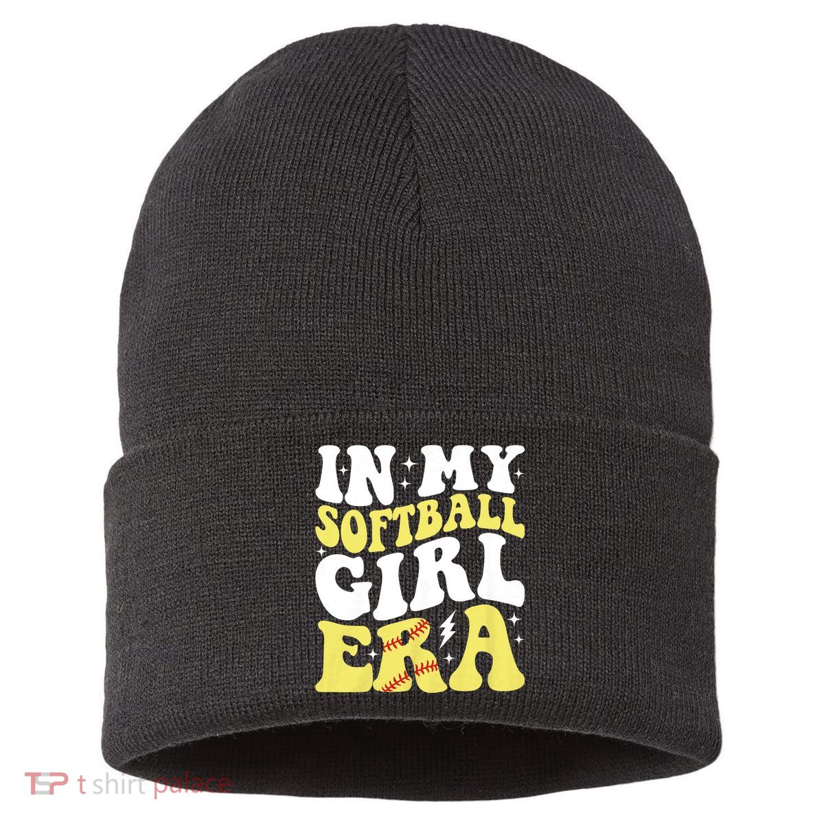 In My Softball Girl Era Retro Groovy Softball Girl Sustainable Knit Beanie