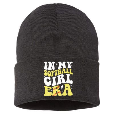 In My Softball Girl Era Retro Groovy Softball Girl Sustainable Knit Beanie