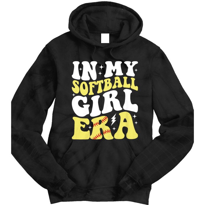 In My Softball Girl Era Retro Groovy Softball Girl Tie Dye Hoodie