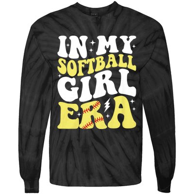 In My Softball Girl Era Retro Groovy Softball Girl Tie-Dye Long Sleeve Shirt