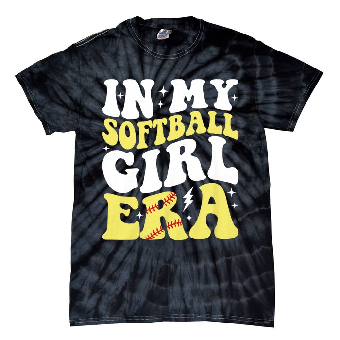 In My Softball Girl Era Retro Groovy Softball Girl Tie-Dye T-Shirt