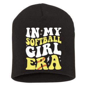 In My Softball Girl Era Retro Groovy Softball Girl Short Acrylic Beanie