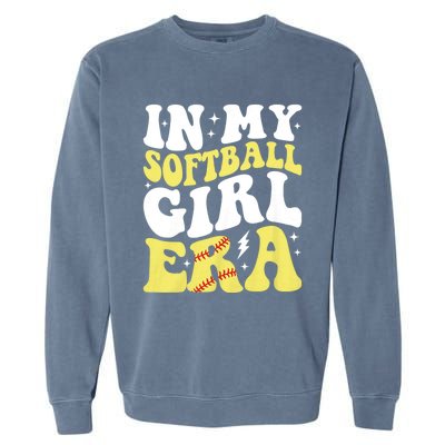 In My Softball Girl Era Retro Groovy Softball Girl Garment-Dyed Sweatshirt