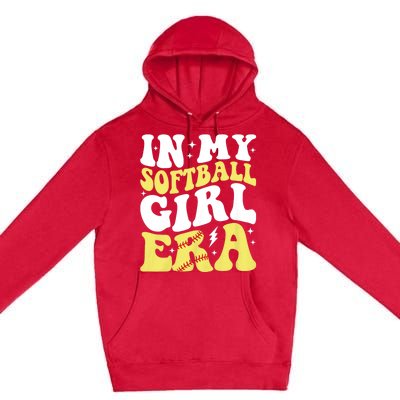 In My Softball Girl Era Retro Groovy Softball Girl Premium Pullover Hoodie