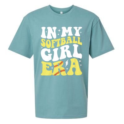 In My Softball Girl Era Retro Groovy Softball Girl Sueded Cloud Jersey T-Shirt