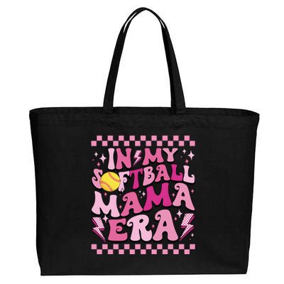 In My Softball Mama Era Pink Softball Mom Cotton Canvas Jumbo Tote