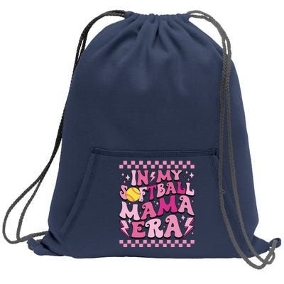 In My Softball Mama Era Pink Softball Mom Sweatshirt Cinch Pack Bag