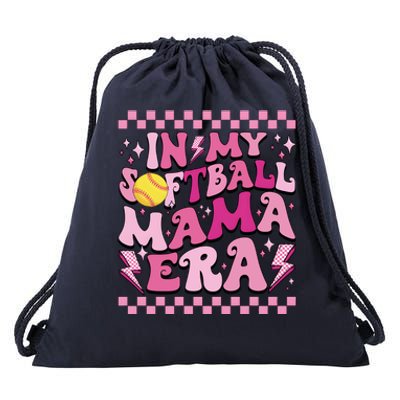 In My Softball Mama Era Pink Softball Mom Drawstring Bag