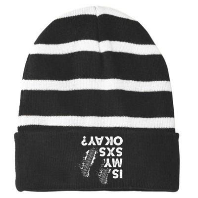 Is My Sxs Okay Funny Side By Side Sxs Utv Striped Beanie with Solid Band