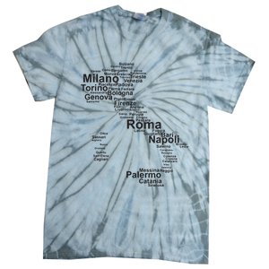 Italy Map Silhouette Towns Cities Rome Milan Travel Europe Tie-Dye T-Shirt