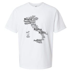 Italy Map Silhouette Towns Cities Rome Milan Travel Europe Sueded Cloud Jersey T-Shirt