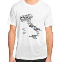 Italy Map Silhouette Towns Cities Rome Milan Travel Europe Adult ChromaSoft Performance T-Shirt