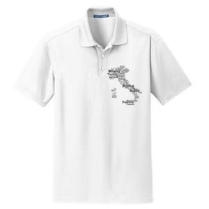 Italy Map Silhouette Towns Cities Rome Milan Travel Europe Dry Zone Grid Polo