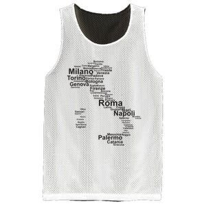 Italy Map Silhouette Towns Cities Rome Milan Travel Europe Mesh Reversible Basketball Jersey Tank