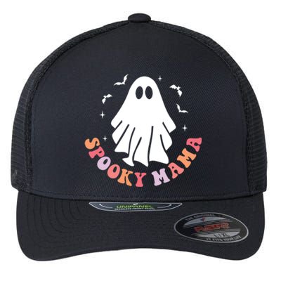 In My Spooky Mama Era Retro Groovy Halloween Mom Ghost Gift Flexfit Unipanel Trucker Cap