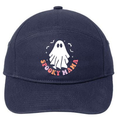 In My Spooky Mama Era Retro Groovy Halloween Mom Ghost Gift 7-Panel Snapback Hat