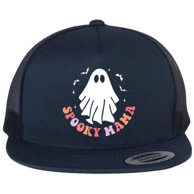 In My Spooky Mama Era Retro Groovy Halloween Mom Ghost Gift Flat Bill Trucker Hat