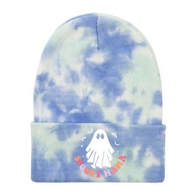 In My Spooky Mama Era Retro Groovy Halloween Mom Ghost Gift Tie Dye 12in Knit Beanie