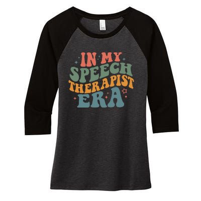 In My Speech Therapist Era Retro SLP Therapists Teacher Women's Tri-Blend 3/4-Sleeve Raglan Shirt