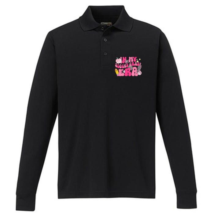 In My Second Grade Era Back To School 2nd Grade Retro Groovy Performance Long Sleeve Polo