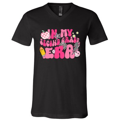 In My Second Grade Era Back To School 2nd Grade Retro Groovy V-Neck T-Shirt