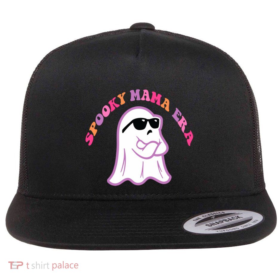 In My Spooky Mama Era Halloween Spooky Mom (2 Side) Gift Flat Bill Trucker Hat